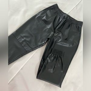 Zara Black High Rise Faux Leather Jogger